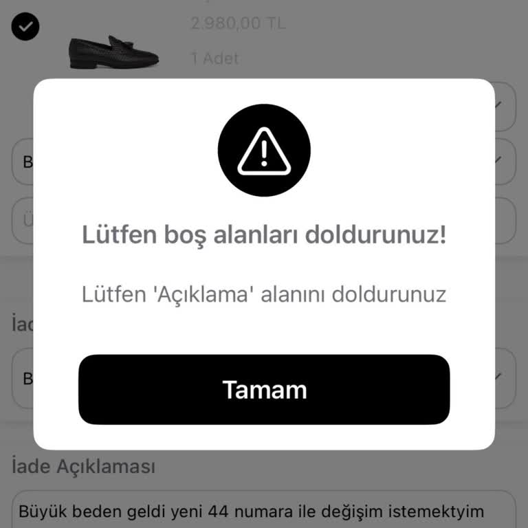 İade Formu Çalışmıyor Ve Müşteri Hizmetine Ulaşılamıyor