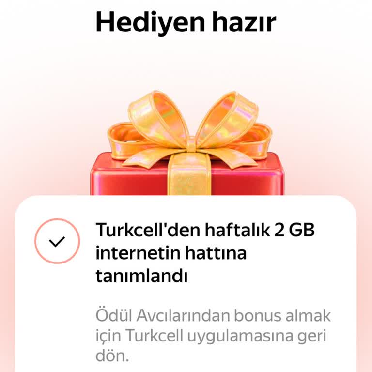 Yandex AI Görevi İçin 2 GB Hediye İnternet Hattıma Tanımlanmadı