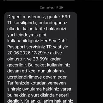 İzinsiz Her Şey Dahil Pasaport Paketi Aktivasyonu Ve 599 TL Ücret İtirazı