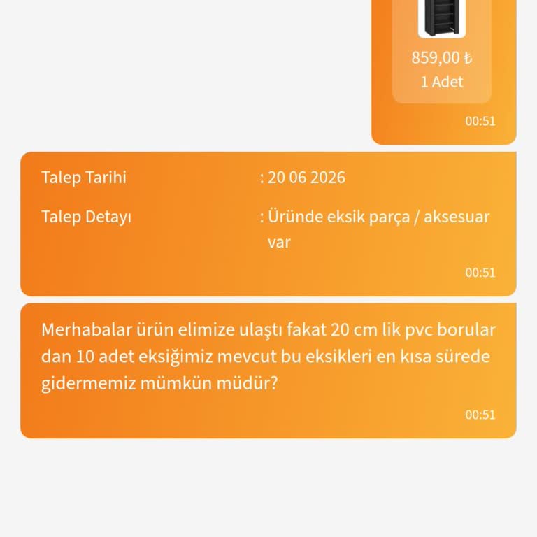 Eksik PVC Boru Ve Cevapsız Satıcı Nedeniyle Kullanılamayan Bez Dolap