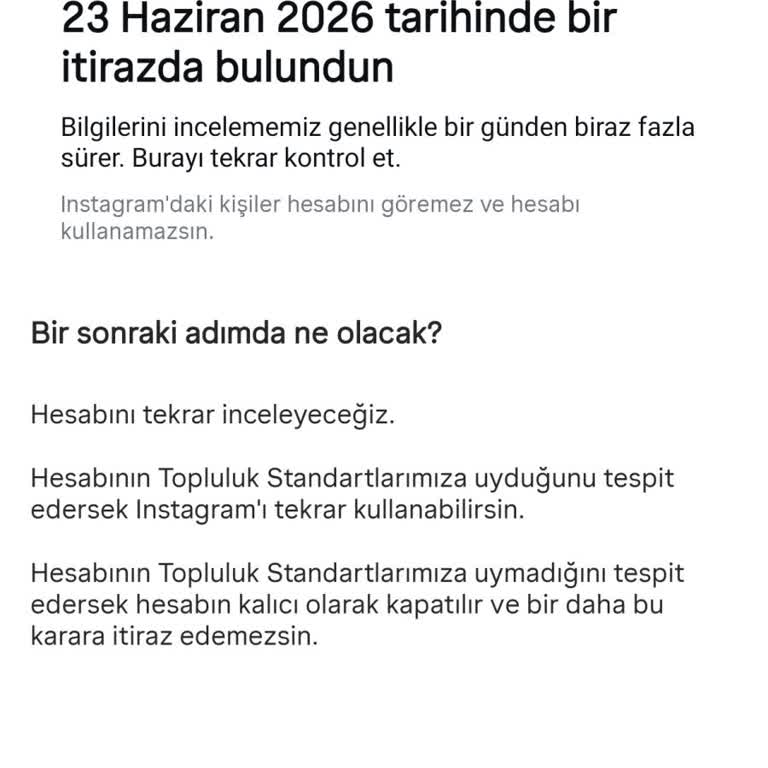 Açıklamasız Askıya Alma Nedeniyle Instagram Hesabımın Hemen Açılmasını İstiyorum