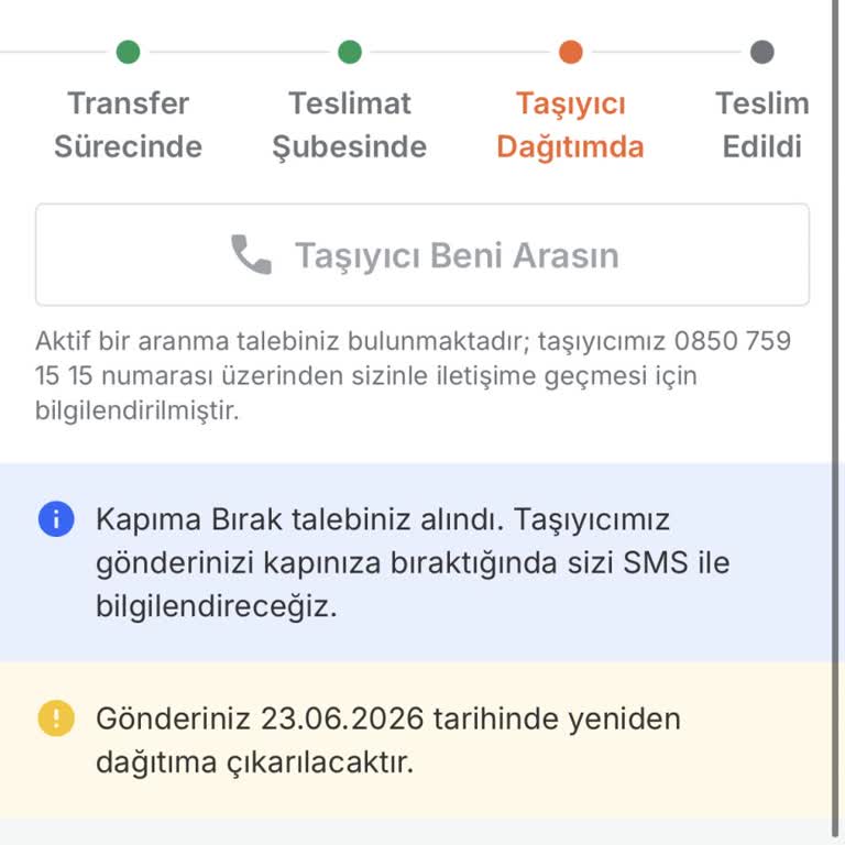 Teslimat Sürecinde Çelişkili Bilgi Ve Yanıltıcı Arama Kayıtları