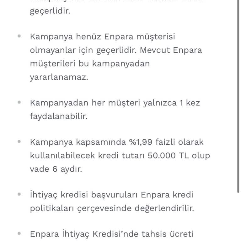 Enpara’da %1,99 Faizli Kredi Kampanyası Gerçekleşmedi