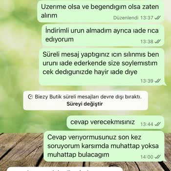 Biezy Butik 14 Gün Cayma Hakkını İhlal Ederek İade Ücretini Hediye Çekiyle Değiştirmeye Çalışıyor