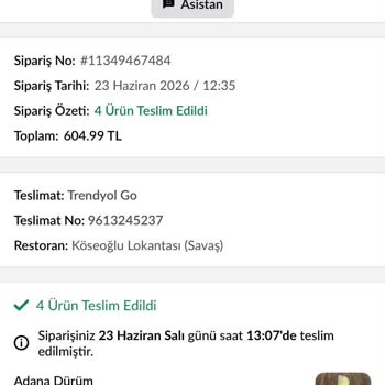 Teslim Edilmemiş Sipariş Teslim Edildi Olarak İşaretlendi