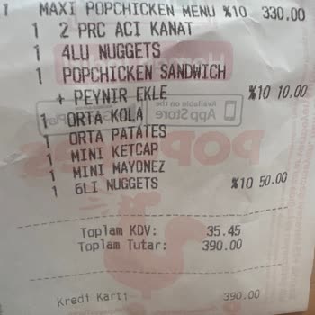 390 TL'lik Pop Chicken Menüsünde Tavuksuz Hamburger