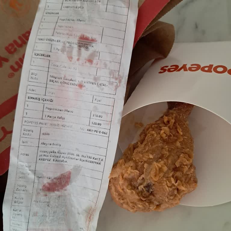 Popeyes'ten Sürekli Yanlış Ürün Gönderimi Ve 430 TL İade Talebi
