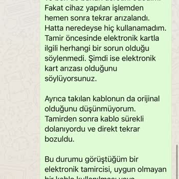 Kablo Değişiminden Sonra Cihaz Çalışmaz Hale Geldi, Yetkili Servis Şeffaf Değil Ve Ücret İadesi Reddedildi