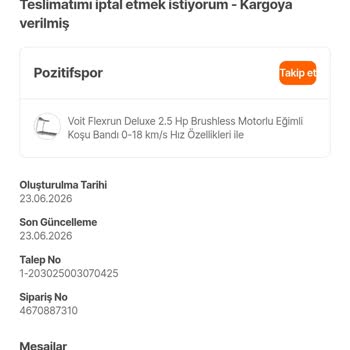 İptal Edilen Koşu Bandı Siparişinin İadesi Yapılmadı