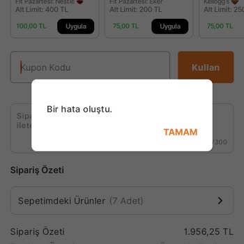 Migros Sanal Market Kuponu Tanımlanmadığı İçin İndirim Kullanılamadı