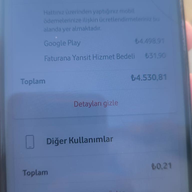 Vodafone Hattımda İzinsiz Play Store Alışverişleri Ve 4.530,81 TL Fatura İptali Talebi
