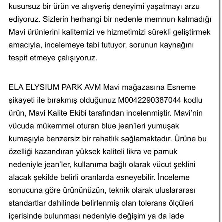 Mavi Kot Pantolonun Çuval Gibi Genişlemesi Ve Kalite Şikayeti