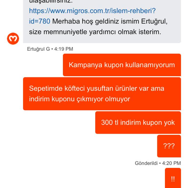 Migros Yemek Canlı Destekte Uzun Bekleme Süreleri Müşteri Şikayeti