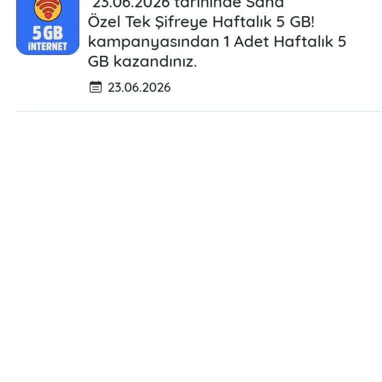Kazandırio Kampanyasından Kazandığım 5GB İnternet Hattıma Tanımlanmadı