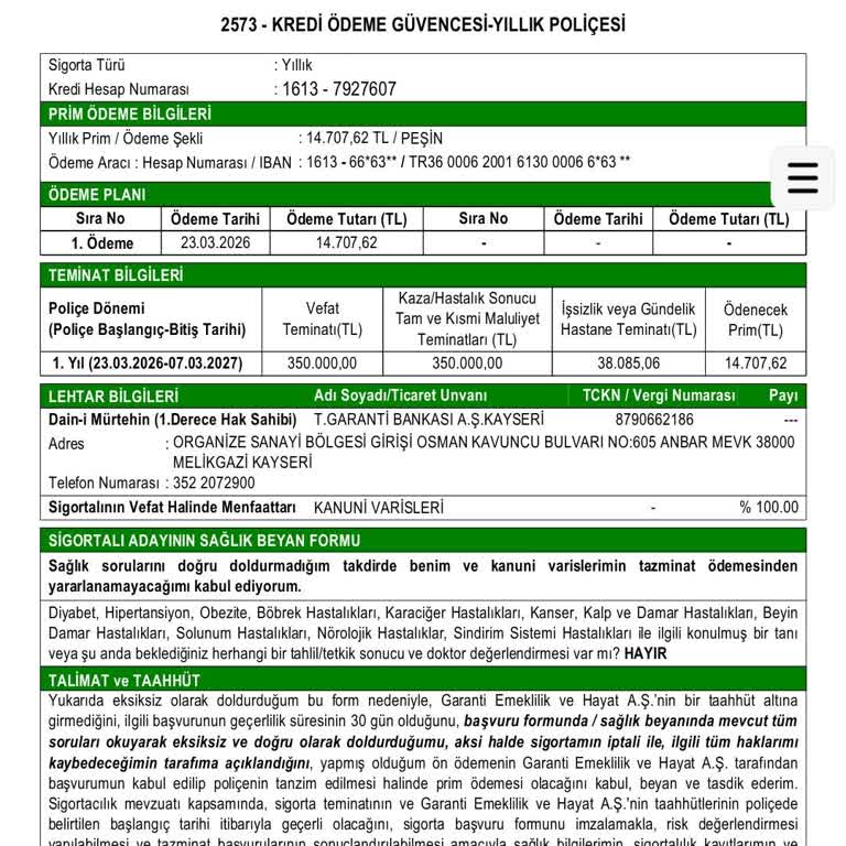 Garanti Bankası'ndan İzinsiz Eklenen Sigortalar İçin Ücret İadesi Talebi