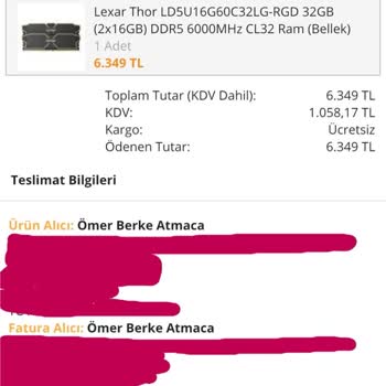 Ödenen RAM Siparişlerinin Teknik Hata Nedeniyle Tek Taraflı İptali Ve Teslimat Talebi