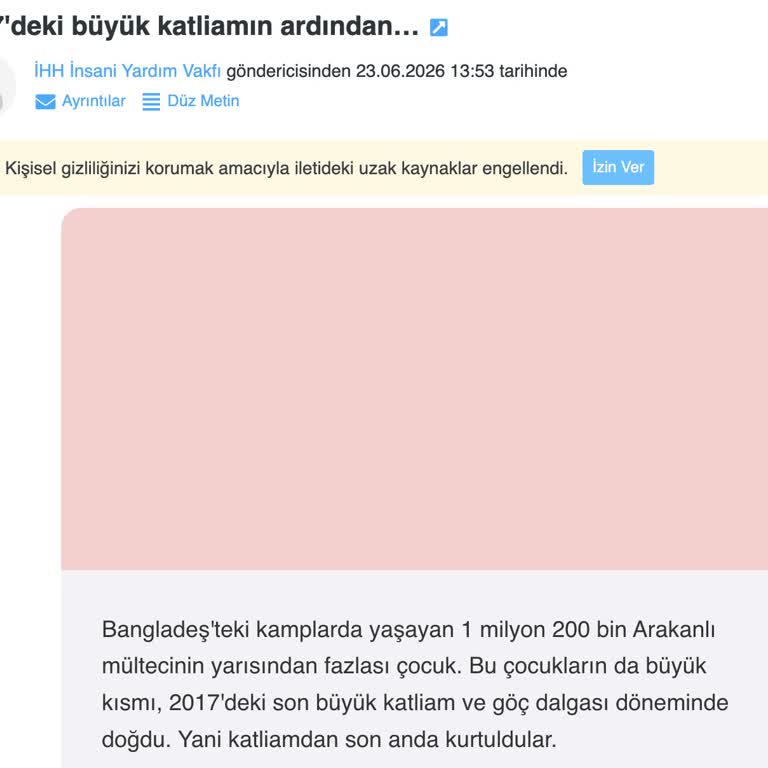 İHH İnsani Yardım Vakfı'na Bağış Sonrası İzinsiz Pazarlama E‑postaları