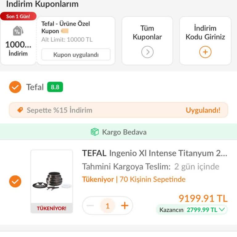 Tefal Sitesindeki Fiyat İle Trendyol Fiyatı Arasındaki 1.000 TL Farkı Nedeniyle Mağduriyet