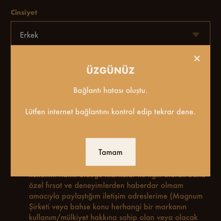 Magnum Mobil Uygulamasında Şifre Girişi Bağlantı Hatası
