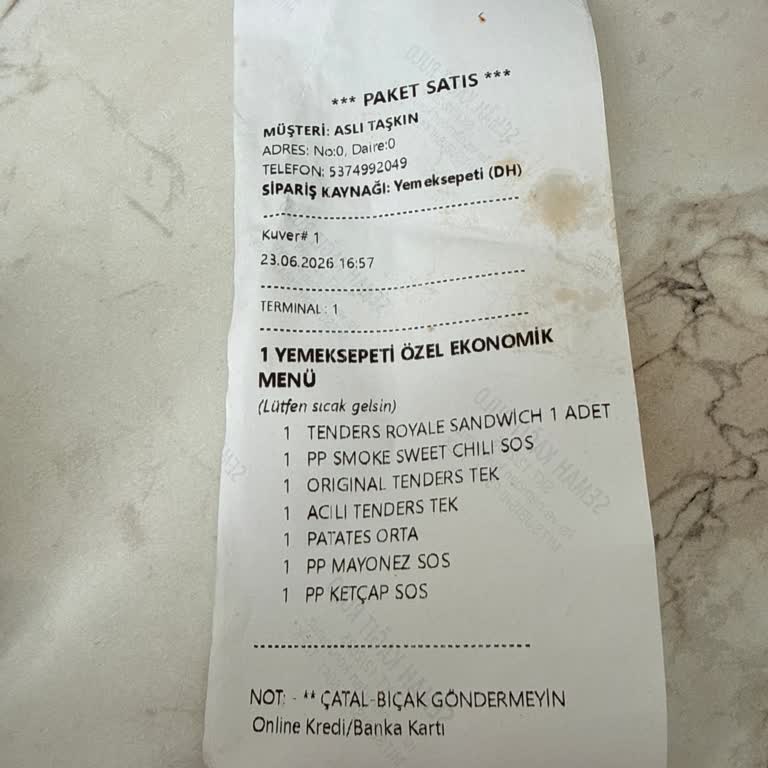 Sipariş Soğuk Geldi Ve Sos Eksik
