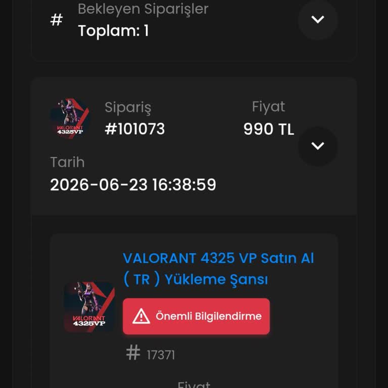 Hesappin.com’da Çekilen 990 TL’lik Valorant VP Teslim Edilmedi