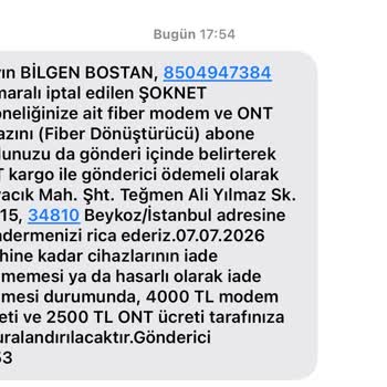 Şok Net Nakil İşleminin Gerçekleşmemesi Ve Ücret İadesi Talebi