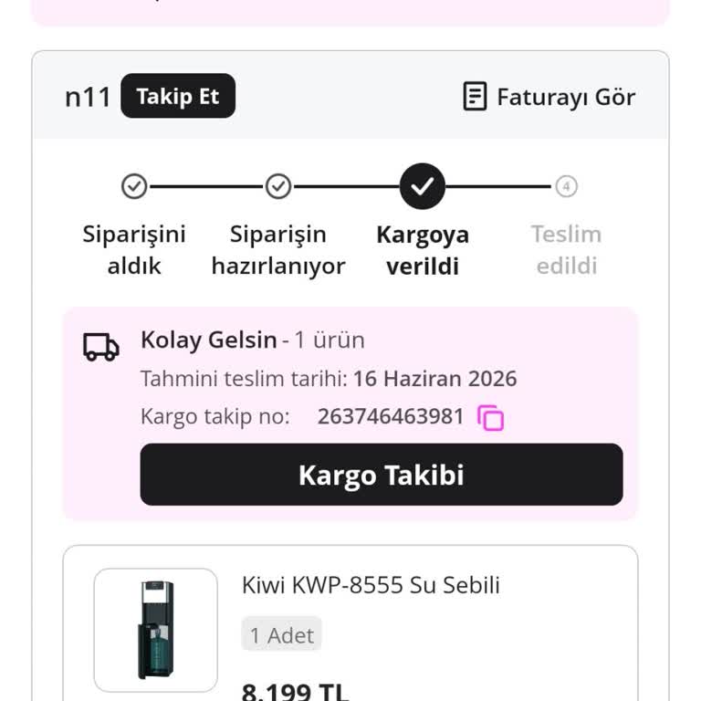 N11 Ve Kolay Gelsin Kargo Gecikmesi Nedeniyle Sebil Teslimatı İçin Acil Çözüm Talebi