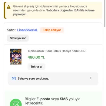 Hepsiburada Üzerinden Alınan Roblox Robux Kodunun Teslim Edilmemesi Ve 680 TL İadesi Talebi