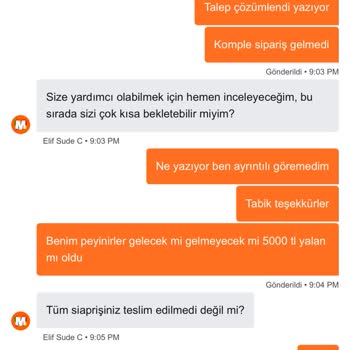 Teslim Edildi Olarak İşaretlenen 10.000 TL’lik Siparişte Eksik Ürünler Ve Yetersiz Müşteri Desteği