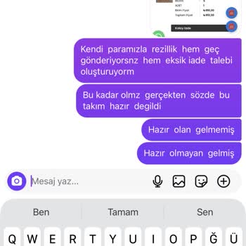İki Takım Siparişine Yarım Gelen Ürün Ve Cevapsız İletişim