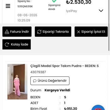 İki Takım Siparişine Yarım Gelen Ürün Ve Cevapsız İletişim