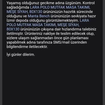 Vivense'de Lara Polo Mutfak Masası Gecikmesi Ve Bilgi Eksikliği
