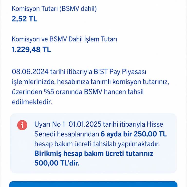 Garanti BBVA Hisse Senedi Hesabında Bilgilendirilmeden Kesilen Bakım Ücretine İtiraz