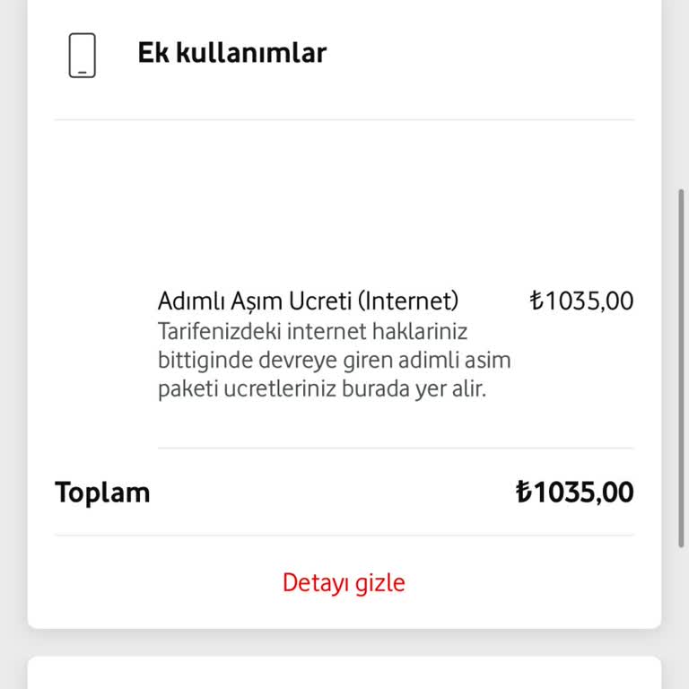 Vodafone Aşım Ücretinin Haksız Yansıtılması Ve İade Edilmemesi
