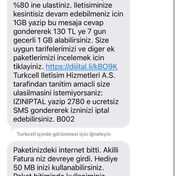 Turkcell Tarafından Yetkisiz Ek İnternet Paketi Ve Aşırı Veri Tüketimi