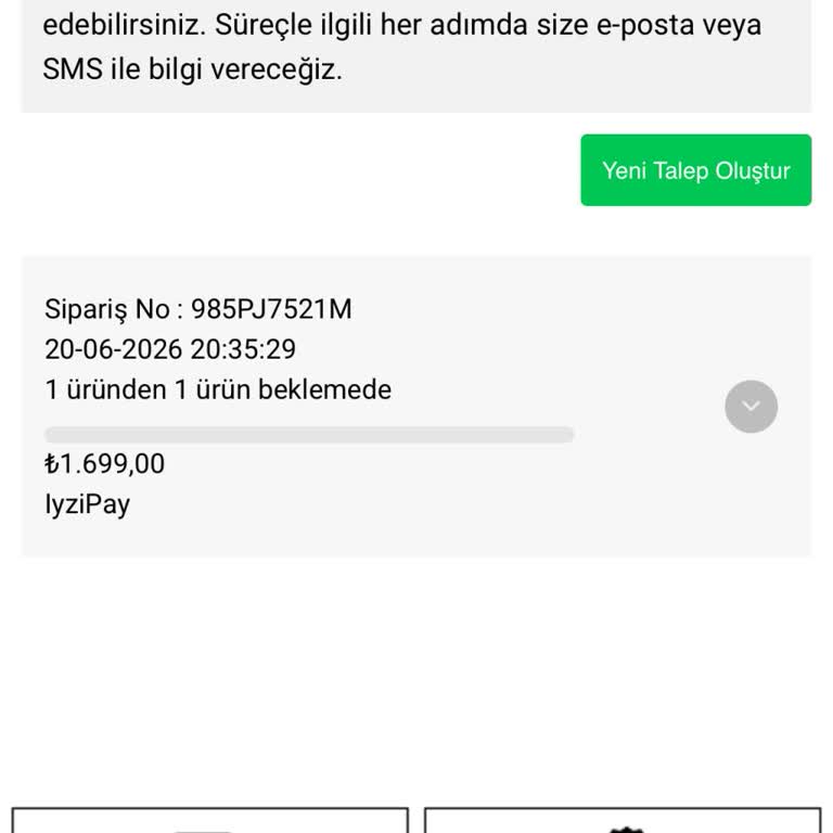 Sipariş İptali Seçeneği Yok, İade Talebine Yanıt Gelmedi