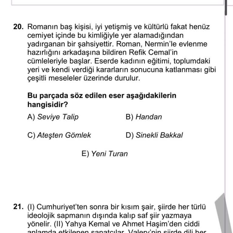 AYT Türk Dili 20. Sorunun İptali Ve Sonuç Düzeltme Talebi