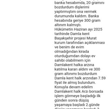 Damla Kent Hisse Zararım İçin Çevre Ve Şehircilik Bakanlığı Karşılamıyor, CİMER Yanıtı Yetersiz