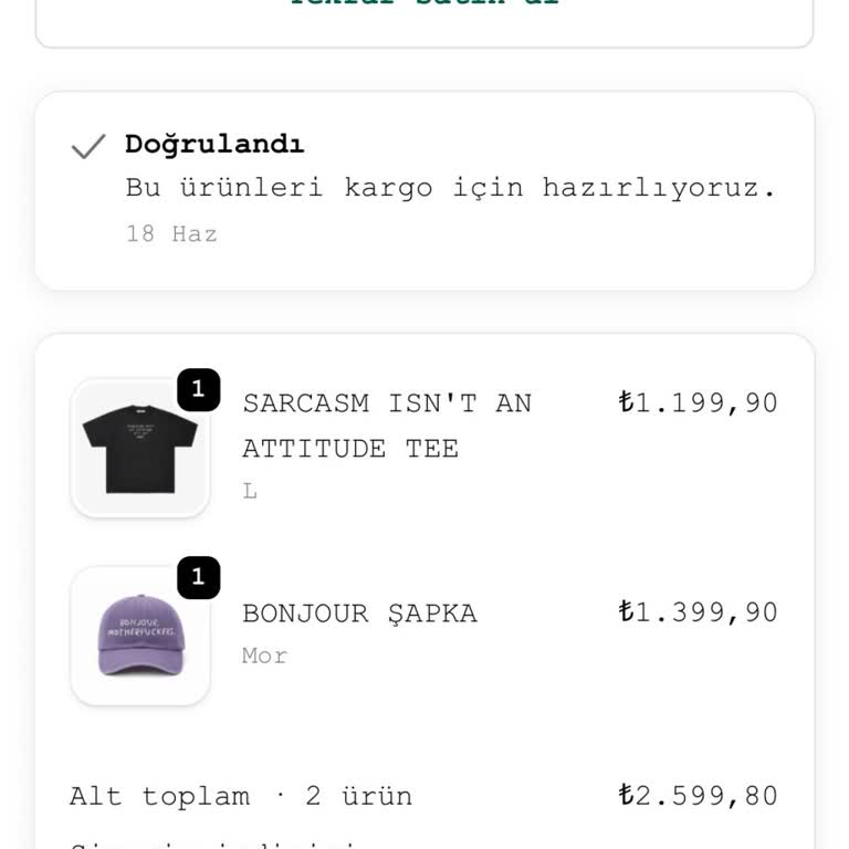 Siparişim Bir Hafta Geçmesine Rağmen Kargoya Verilmedi