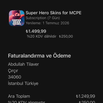 Yanlışlıkla İndirilen Oyun İçin 1.750 TL Ücretinin Geri Ödenmesi Talebi