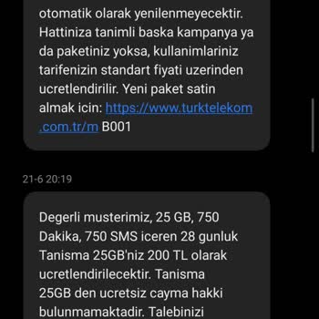 Paket Yenileyememe Nedeniyle Aşırı Ücretlendirme Ve İnternet Kaybı