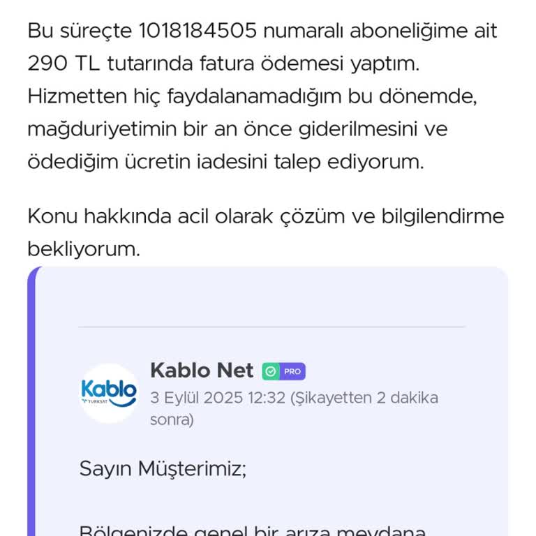 Kablo Net Sözleşme Süresi Dolduktan Sonra Haksız Cayma Ücreti Kesintisi