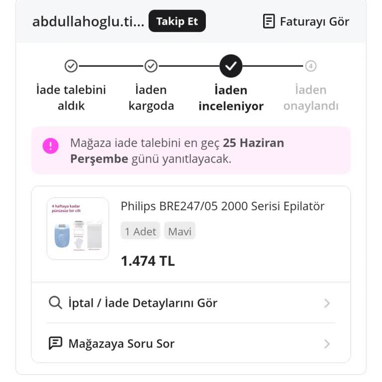 Açılmış Ambalaj Nedeniyle Ayıplı Philips Epilatör İadesi Reddedildi