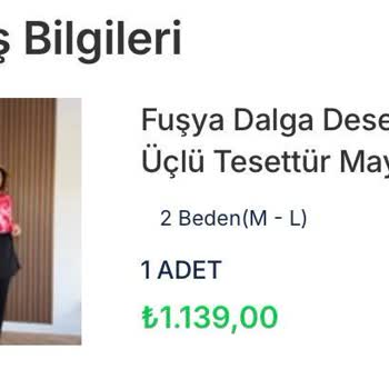 Tesettür Mayo Siparişim Onaylanmadı Ve 1279 TL Ücretim İadesi Gerekiyor