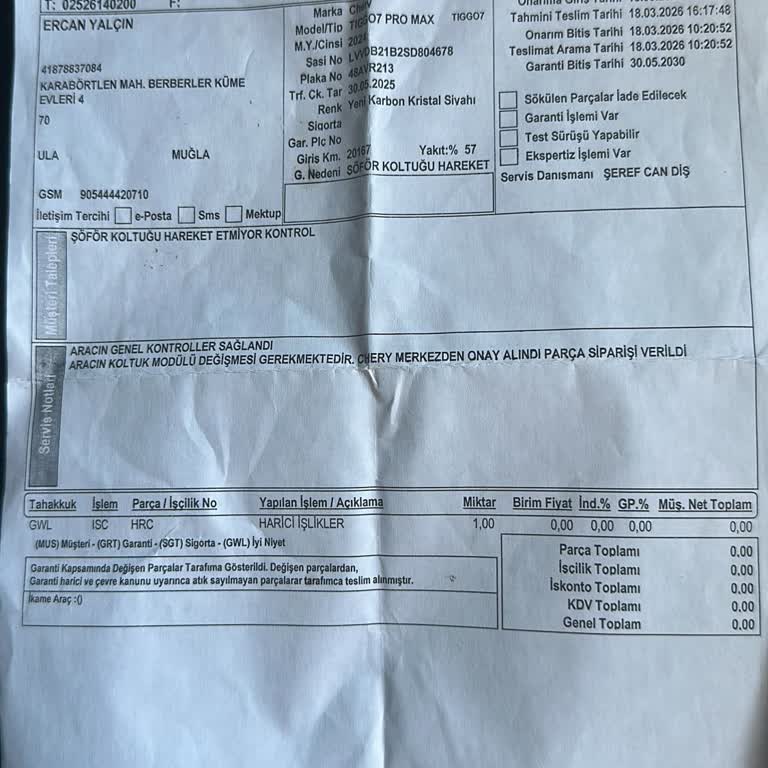 Sıfır Araçta Elektrikli Koltuk Arızası Ve Bayinin Oyalayıcı Tutumu