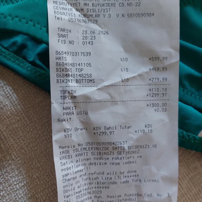 Hijyen Sorunu Yaşadığım Bikini İç Pedinin Etikete Yapışması Ve Geri Dönüş Sağlanmaması