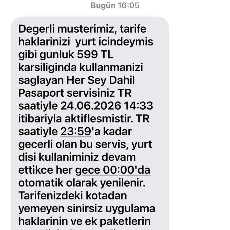 İzinsiz 'Her Şey Dahil Pasaport' Paketi Aktif Edildi, İptal Ve Ücret İadesi İstiyorum