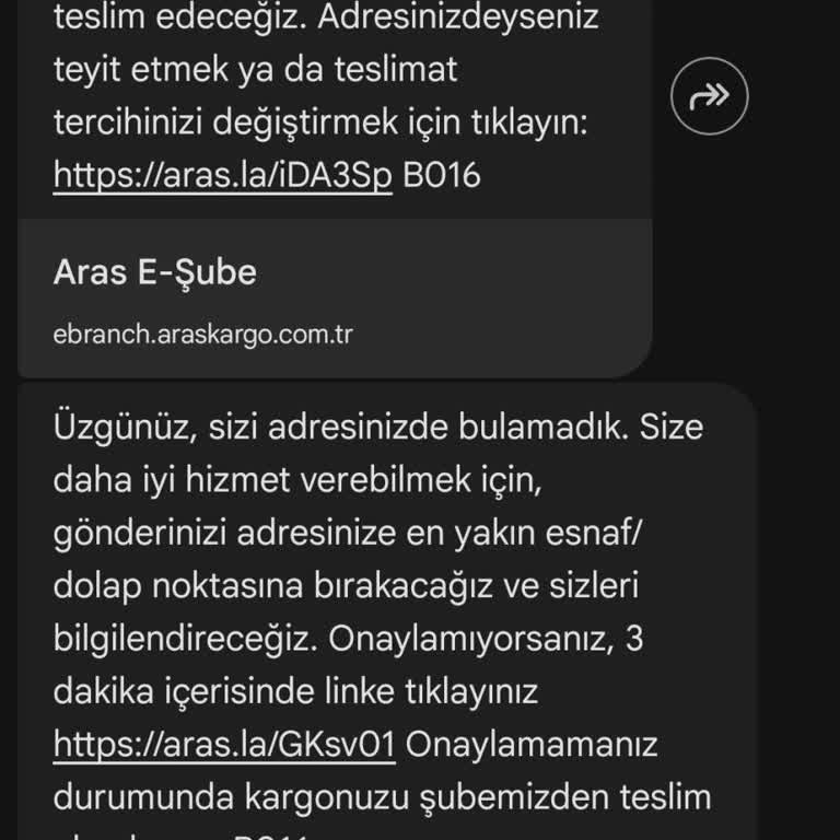 Aras Kargo Yanıltıcı Teslimat Bildirimi Ve Acil Teslim Talebi