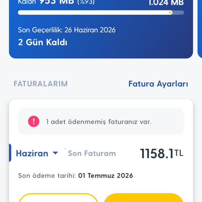 1.158 TL'lik Haziran Faturamda Açıklama Ve Düzeltme Talebi