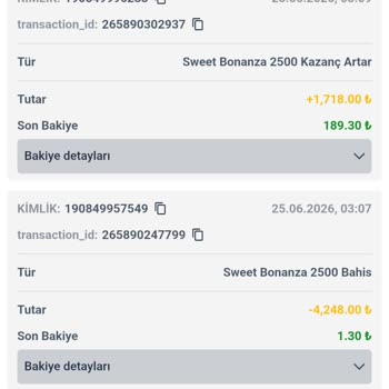 İkimisli Hesabımda İzin Almadan Sweet Bonanza’da 2.531 TL Harcama